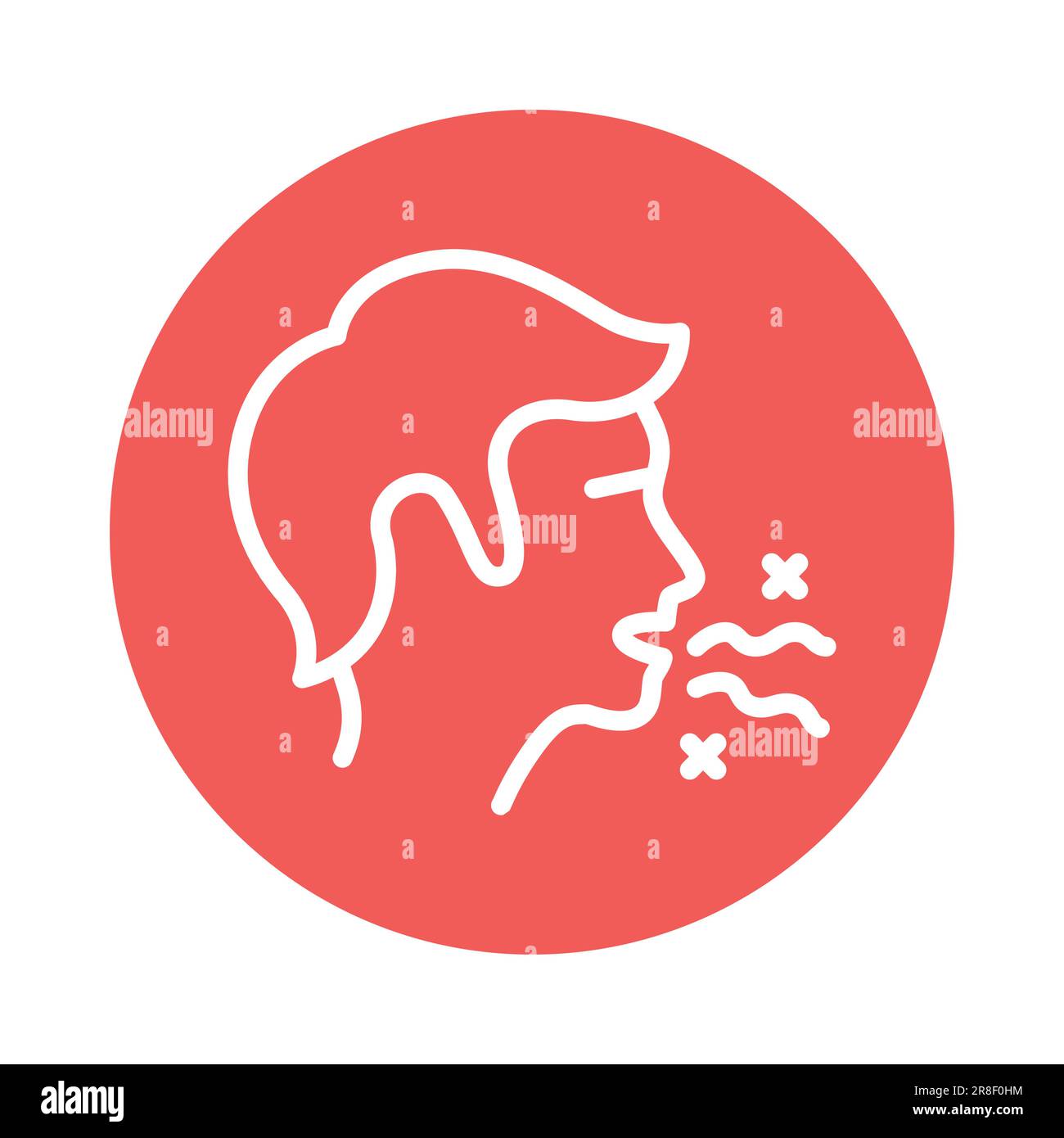 Bad smell from mouth color line icon. Isolated vector element. Outline