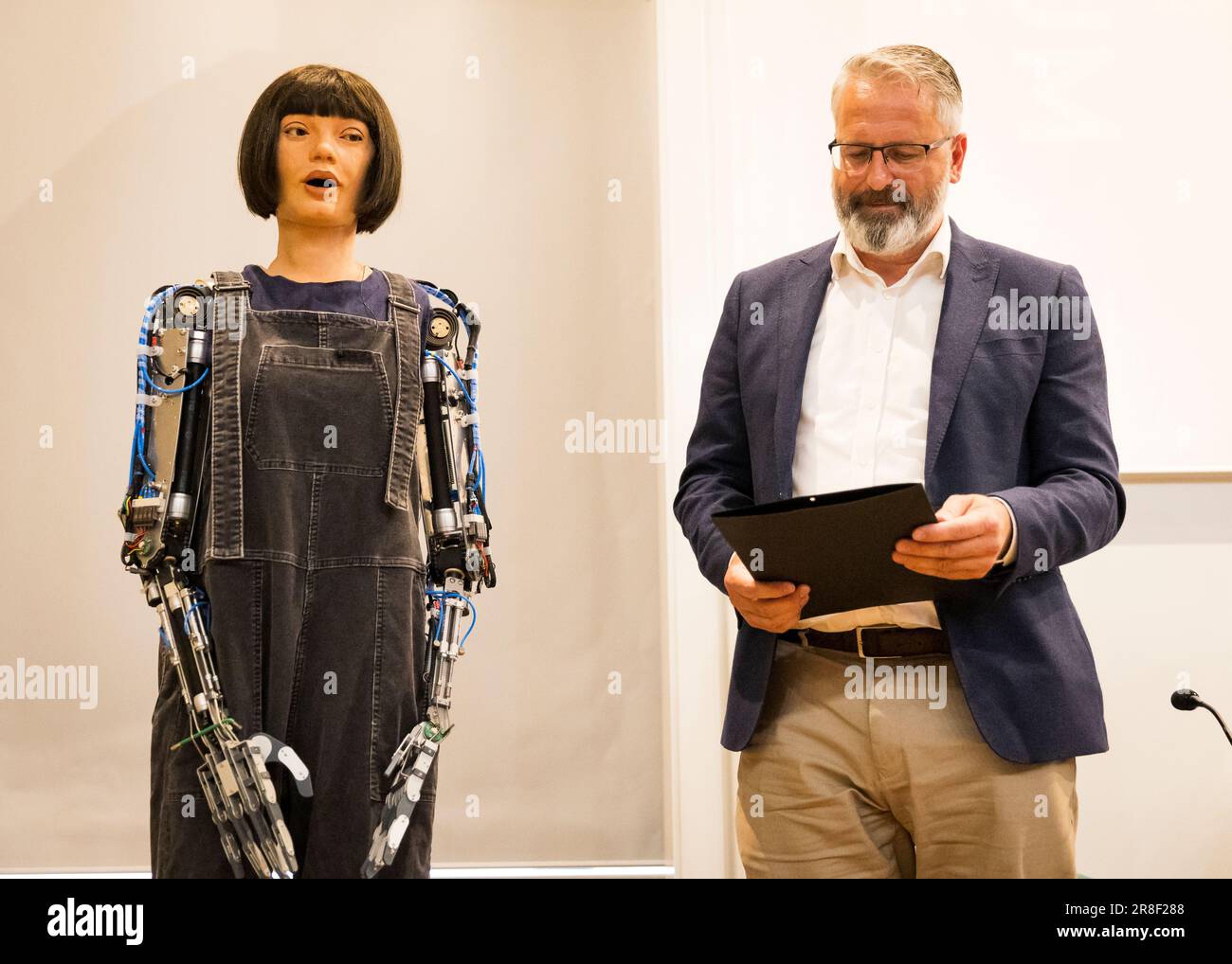 AiDa, AI Artist, and creator Aidan Meller at King's College, London