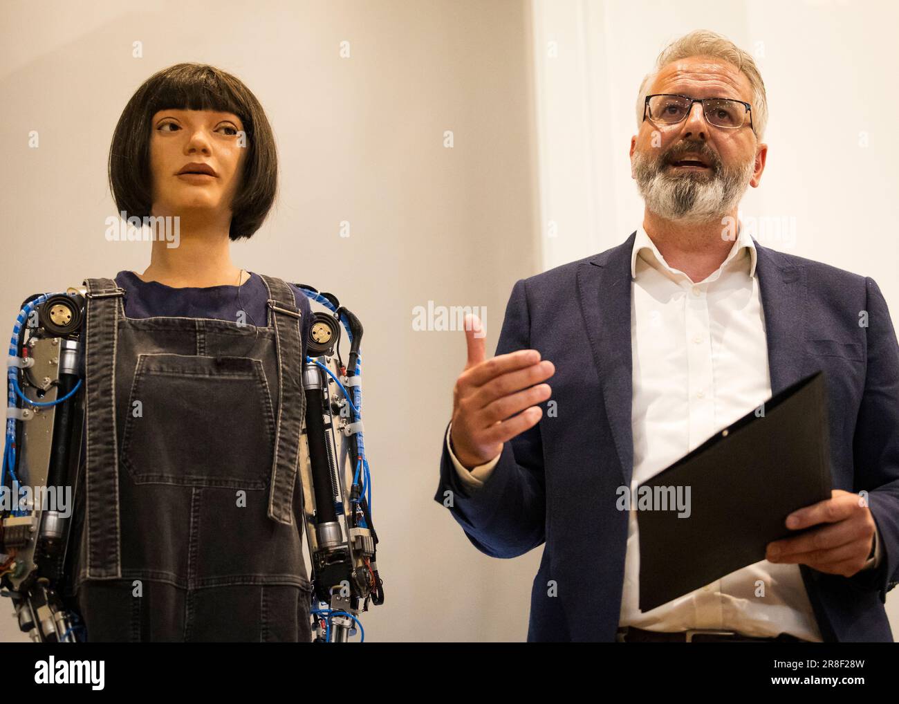 AiDa, AI Artist, and creator Aidan Meller at King's College, London