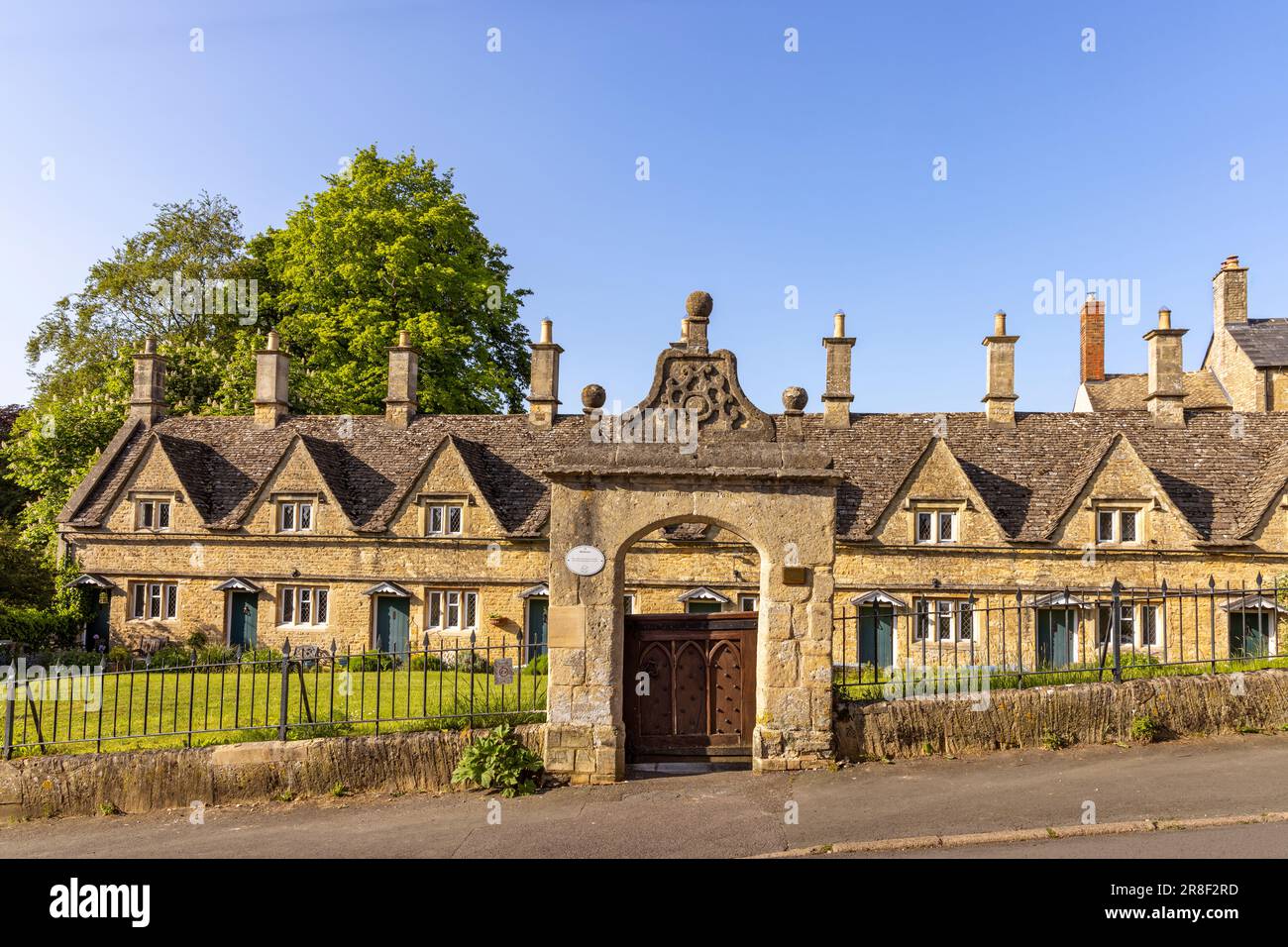 The gabled almshouses in Church Street, Chipping Norton, Cotswolds