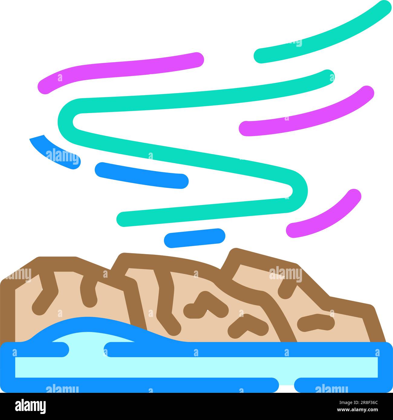 northern lights winter season color icon vector illustration Stock ...