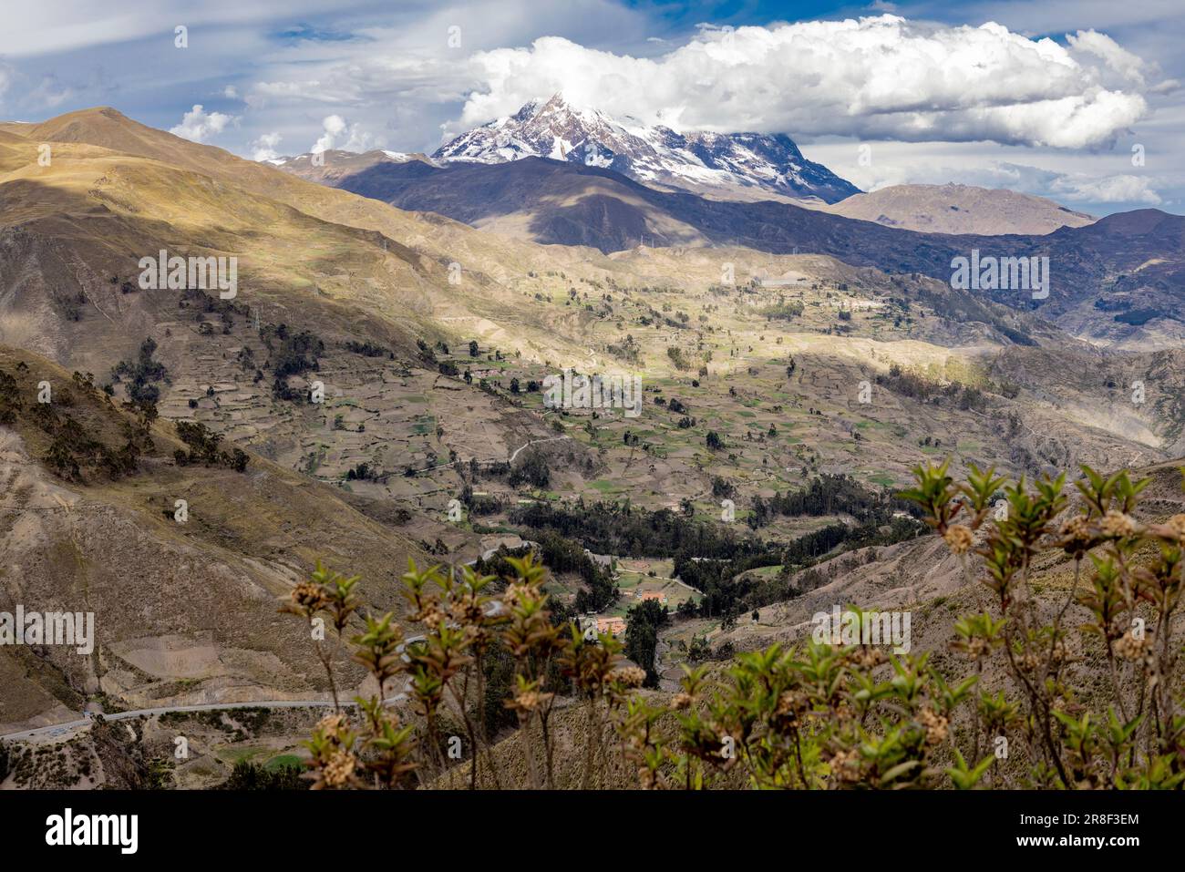 Traveling and exploring the beautiful Andes mountains surrounding the highest administrative capital La Paz in Bolivia, South America Stock Photo