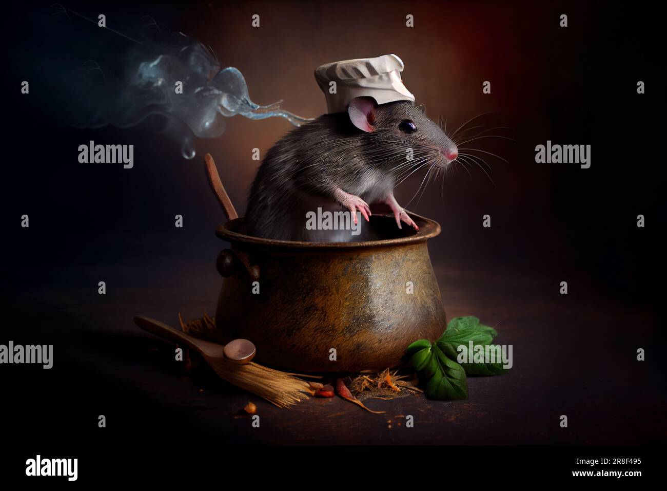 cute rat in a chef's hat cooks food. Generative Ai Stock Photo Alamy