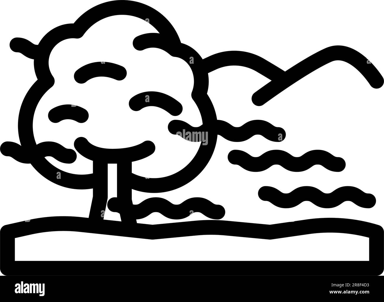 foggy morning autumn season line icon vector illustration Stock Vector ...