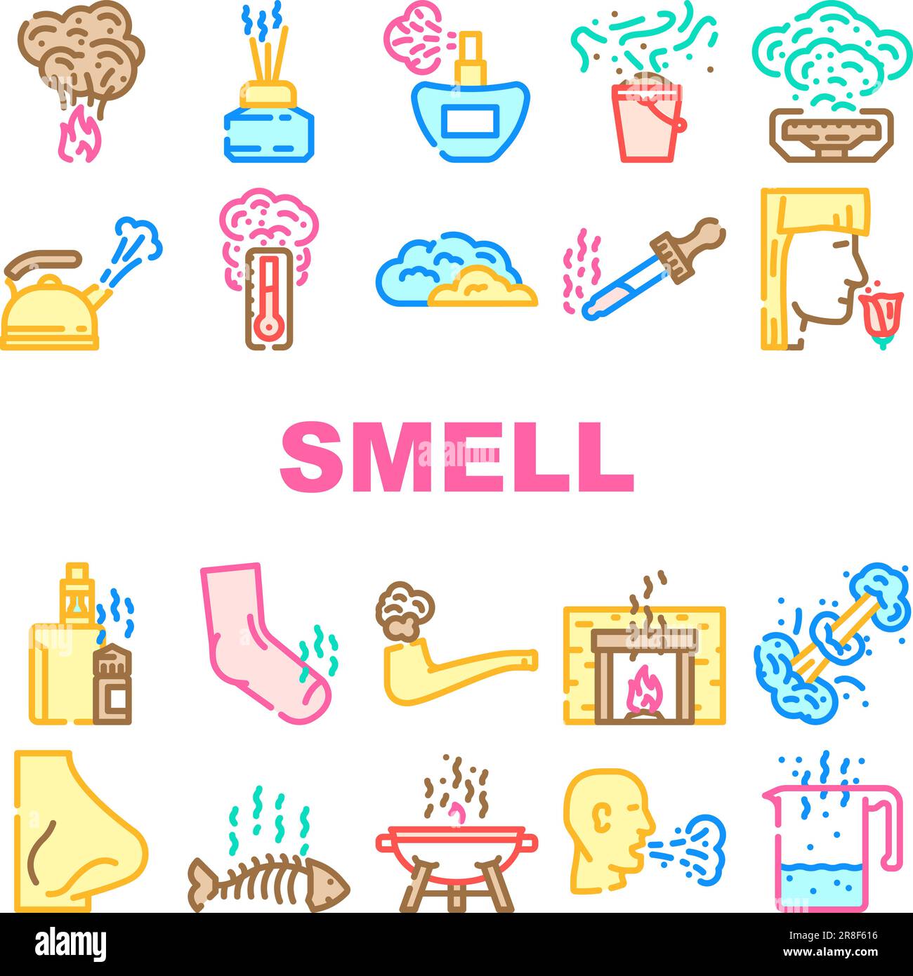 smell nose aroma odor icons set vector Stock Vector Image & Art - Alamy