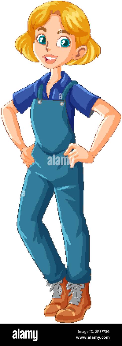 Young female farmer cartoon character illustration Stock Vector Image ...