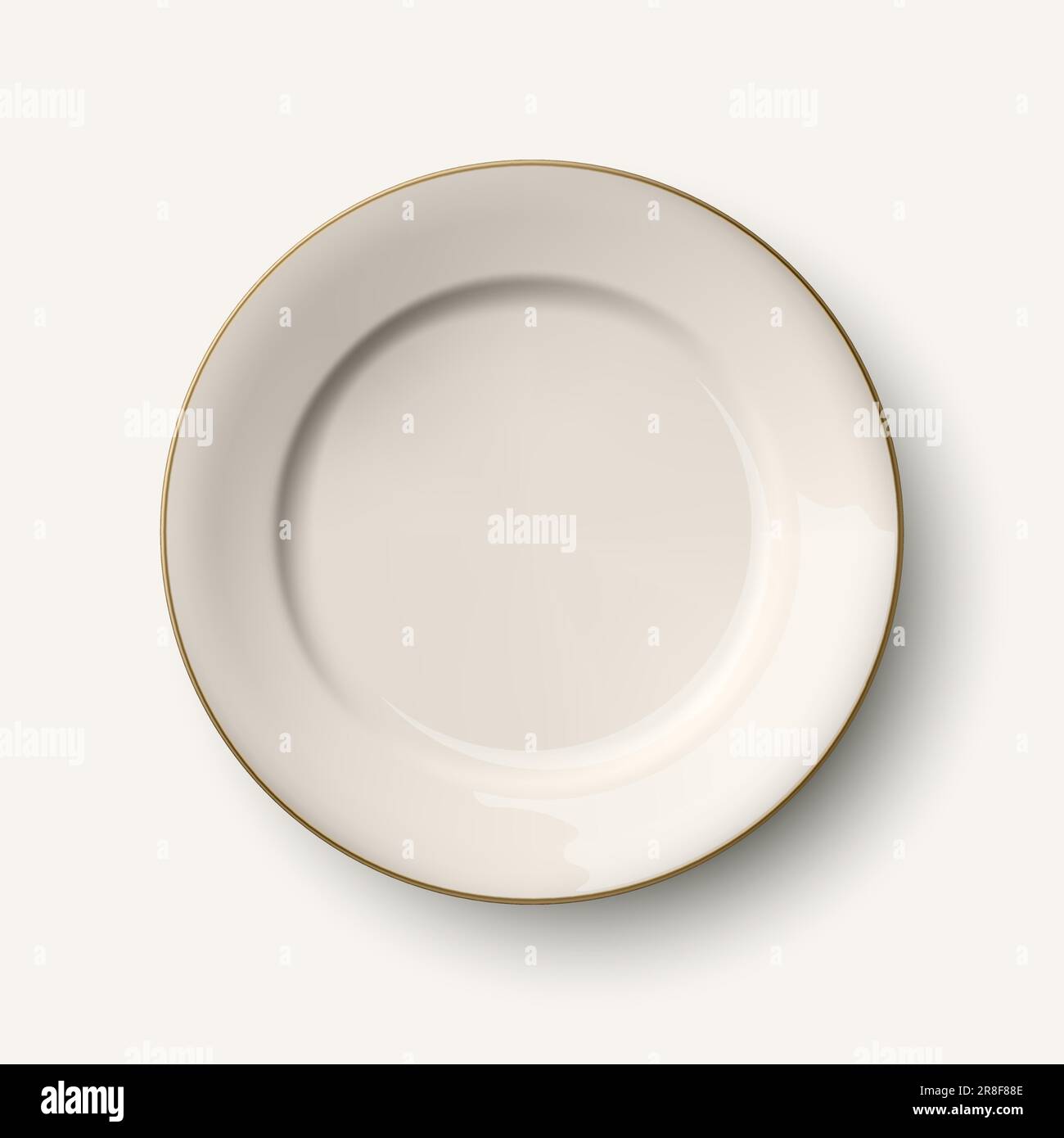 Vector 3d Realistic White with Golden Border Empty Porcelain, Ceramic ...