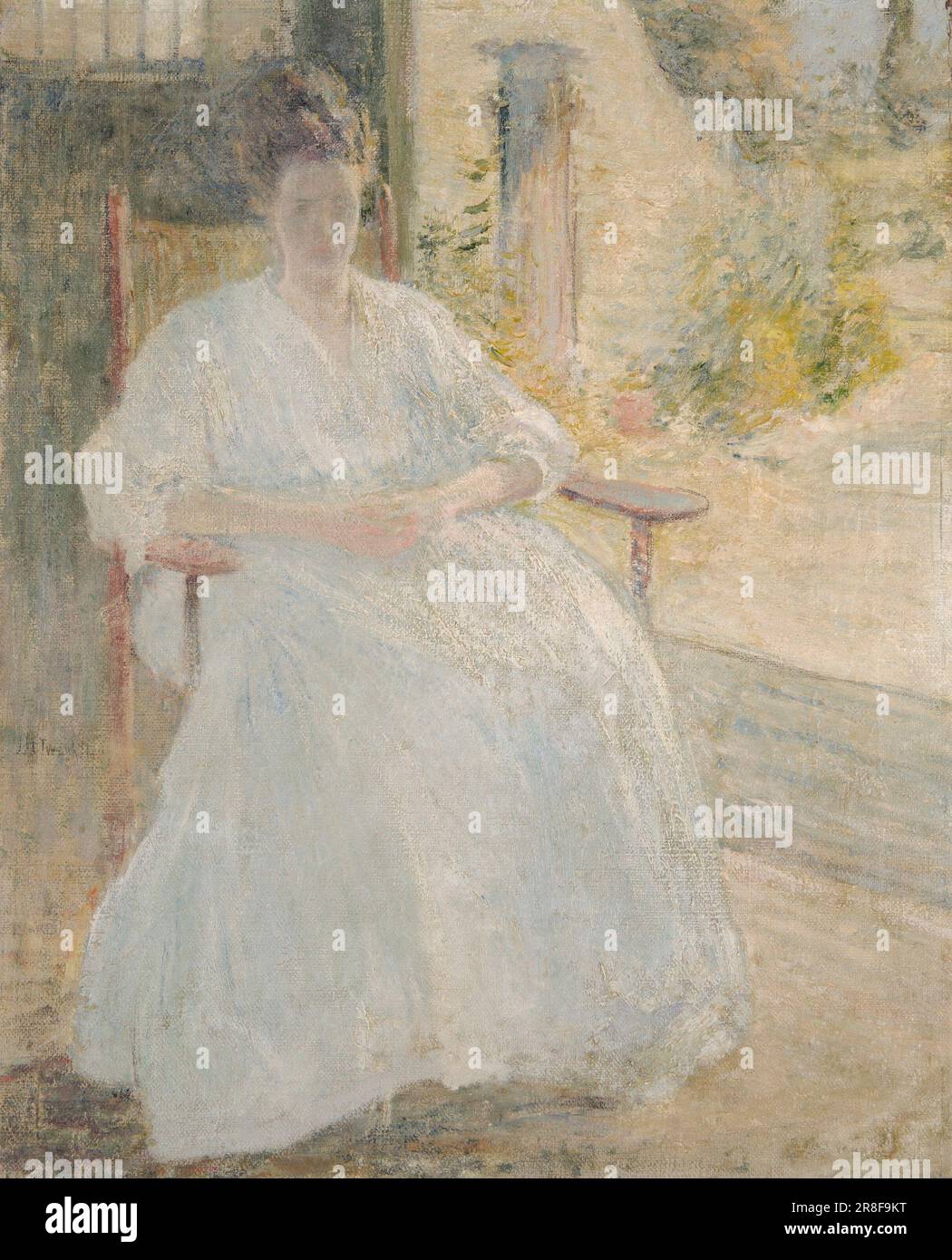 Figure in Sunlight (Artist's Wife) ca. 1890-1900 by John Henry Twachtman, born Cincinnati, OH 1853-died Gloucester, MA 1902 Stock Photo