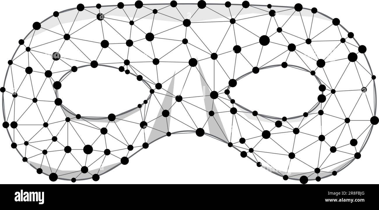 Mask superhero or carnival bandit wireframe vector icon. Black