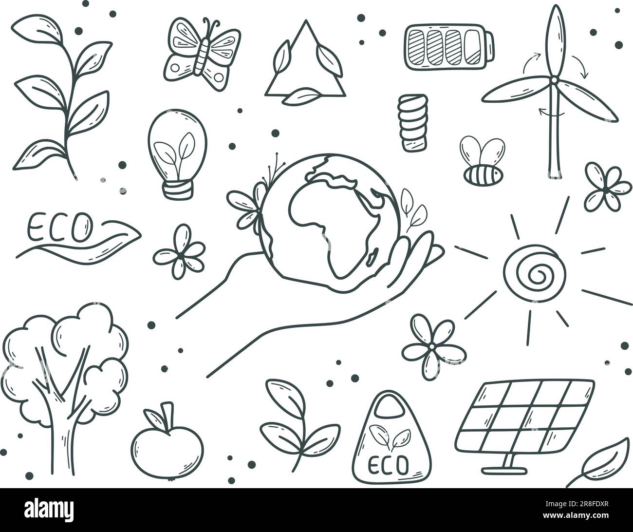 Hand drawn ecology set Stock Vector Image & Art - Alamy