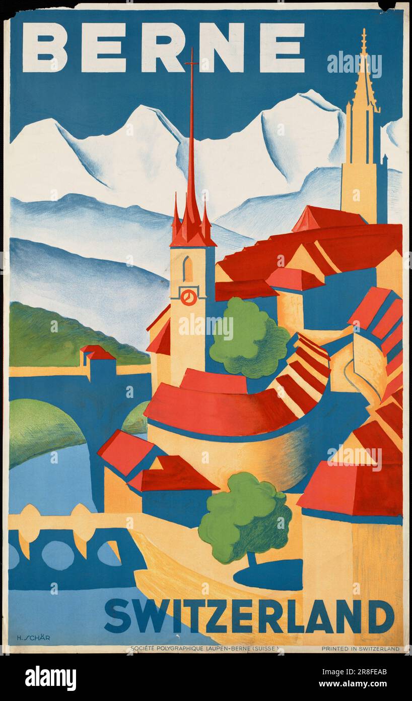 Berne Vintage Travel Poster Stock Photo