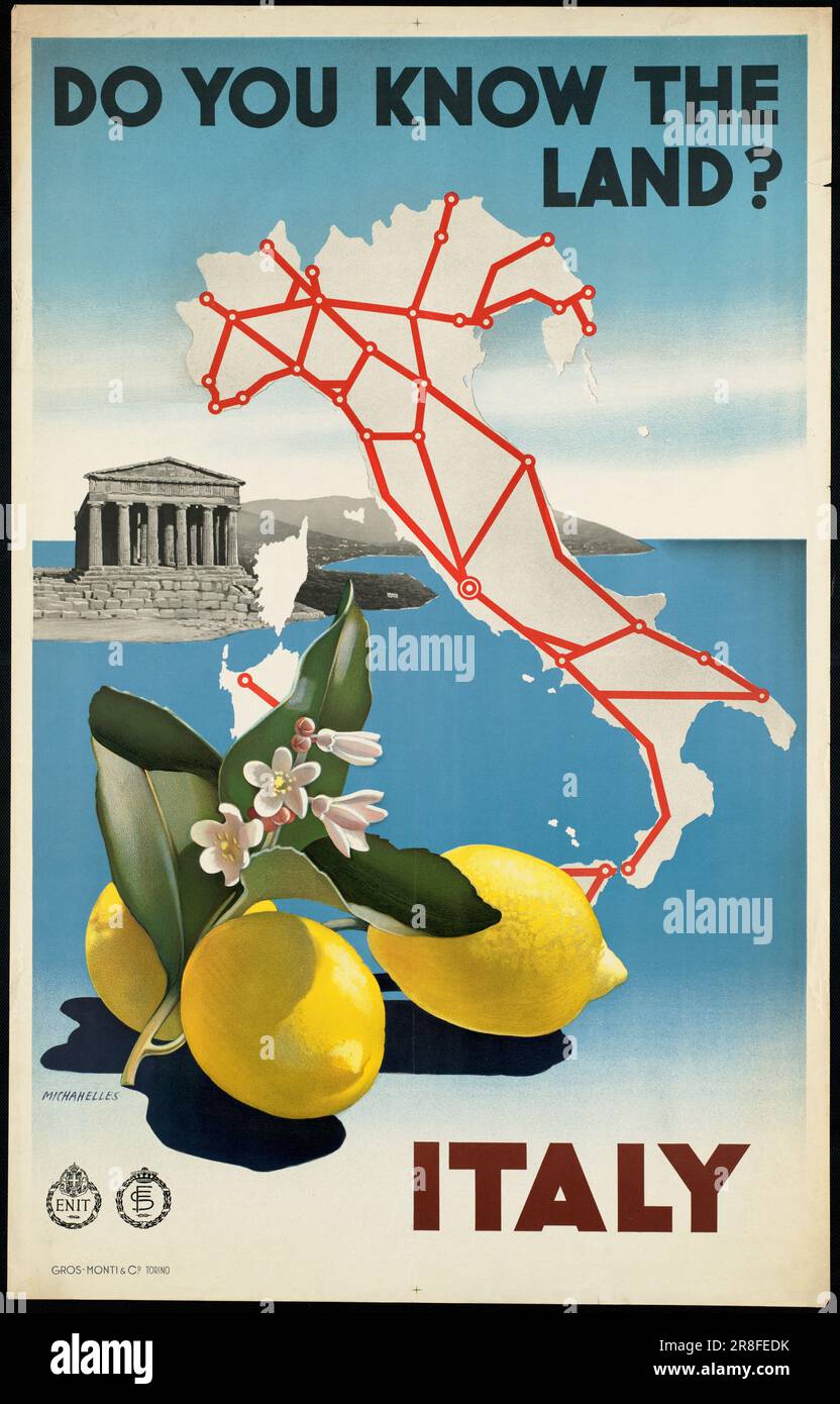 Vintage Travel Poster promoting tourism in Italy Stock Photo