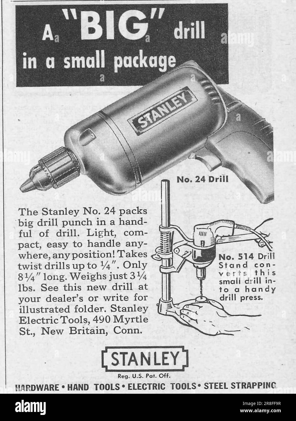 Stanley drills advert in a magazine 1949 Stock Photo