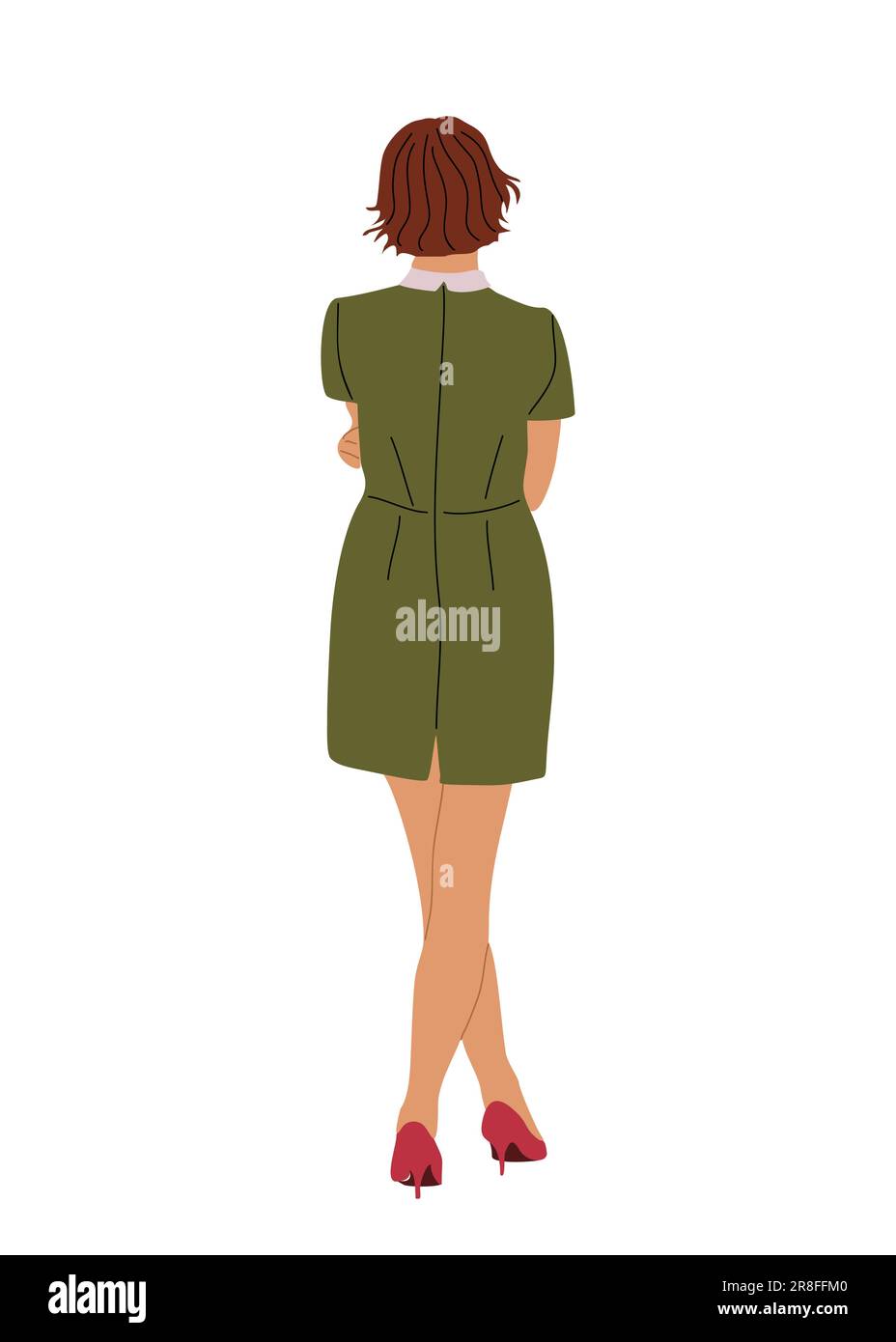 Young Woman standing full length rear view vector Stock Vector Image ...