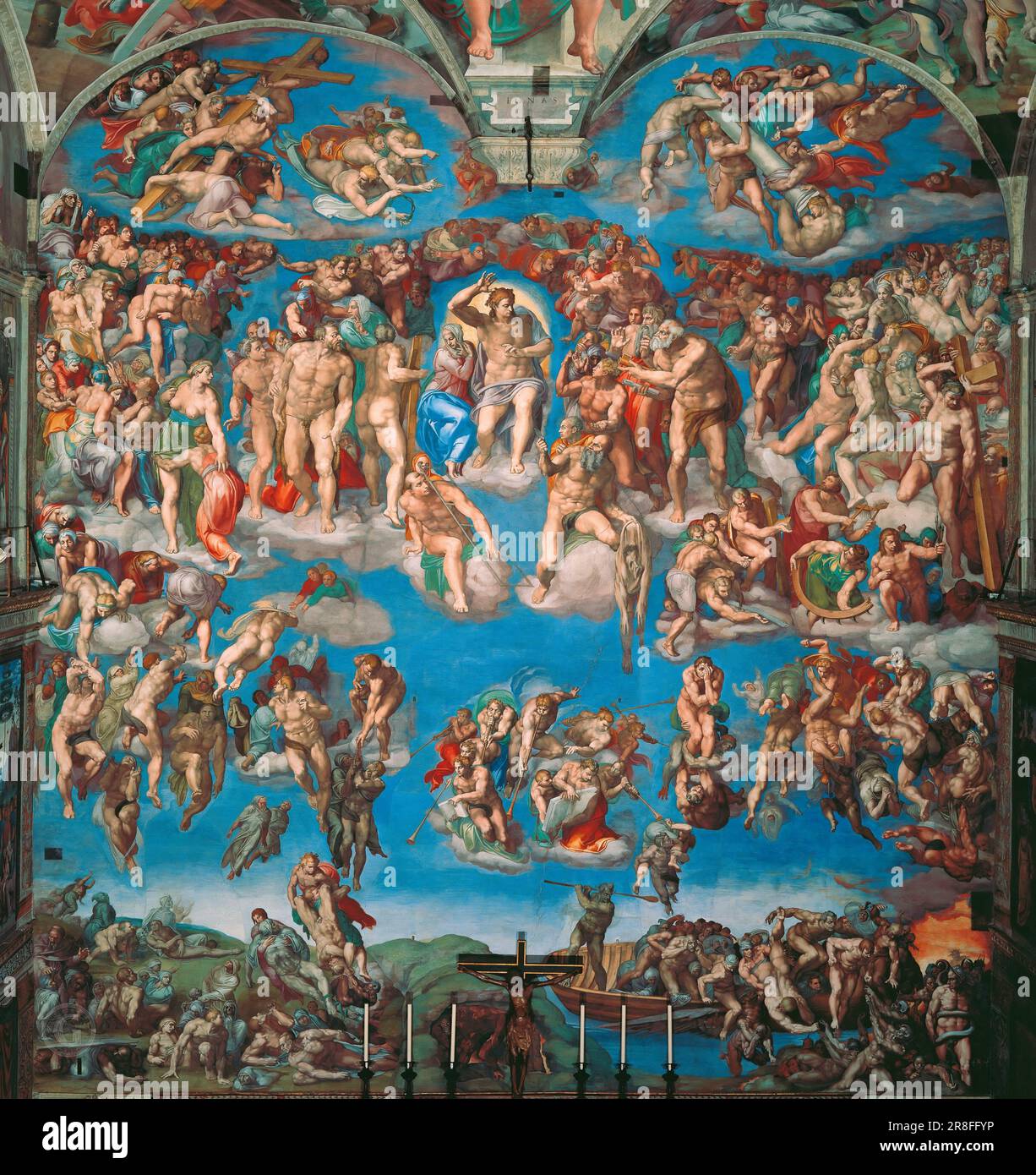 Last Judgement (after restoration 1990-94) Michelangelo Buonarroti (1475-1564) Sistine Chapel Stock Photo