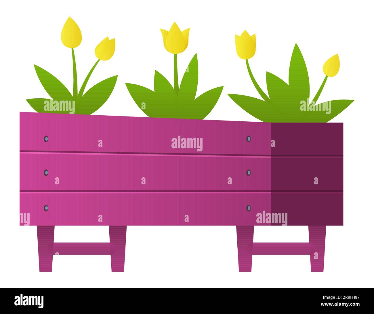 Wooden flower bed modern flat design style single isolated image