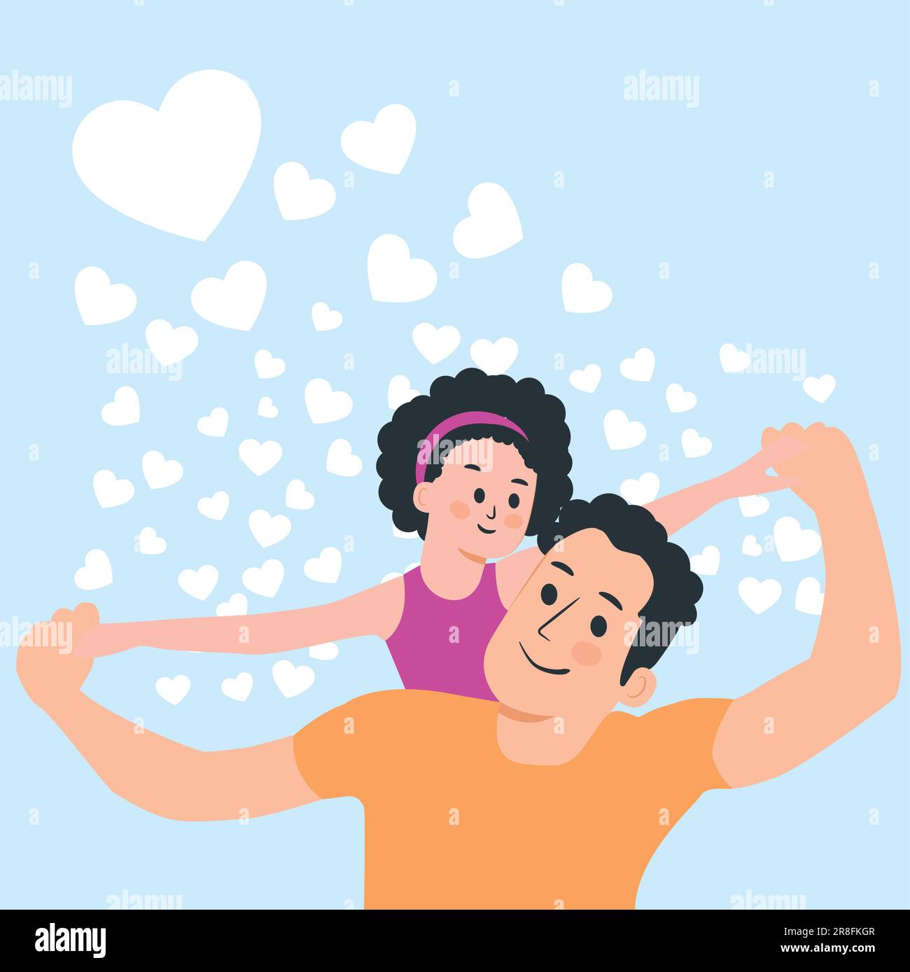 Fathers Day smiling and expressing positive emotions, Father & Daughter Love Stock Vector