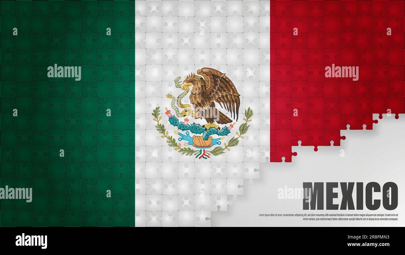 Mexico jigsaw flag background. Element of impact for the use you want to make of it. Stock Vector