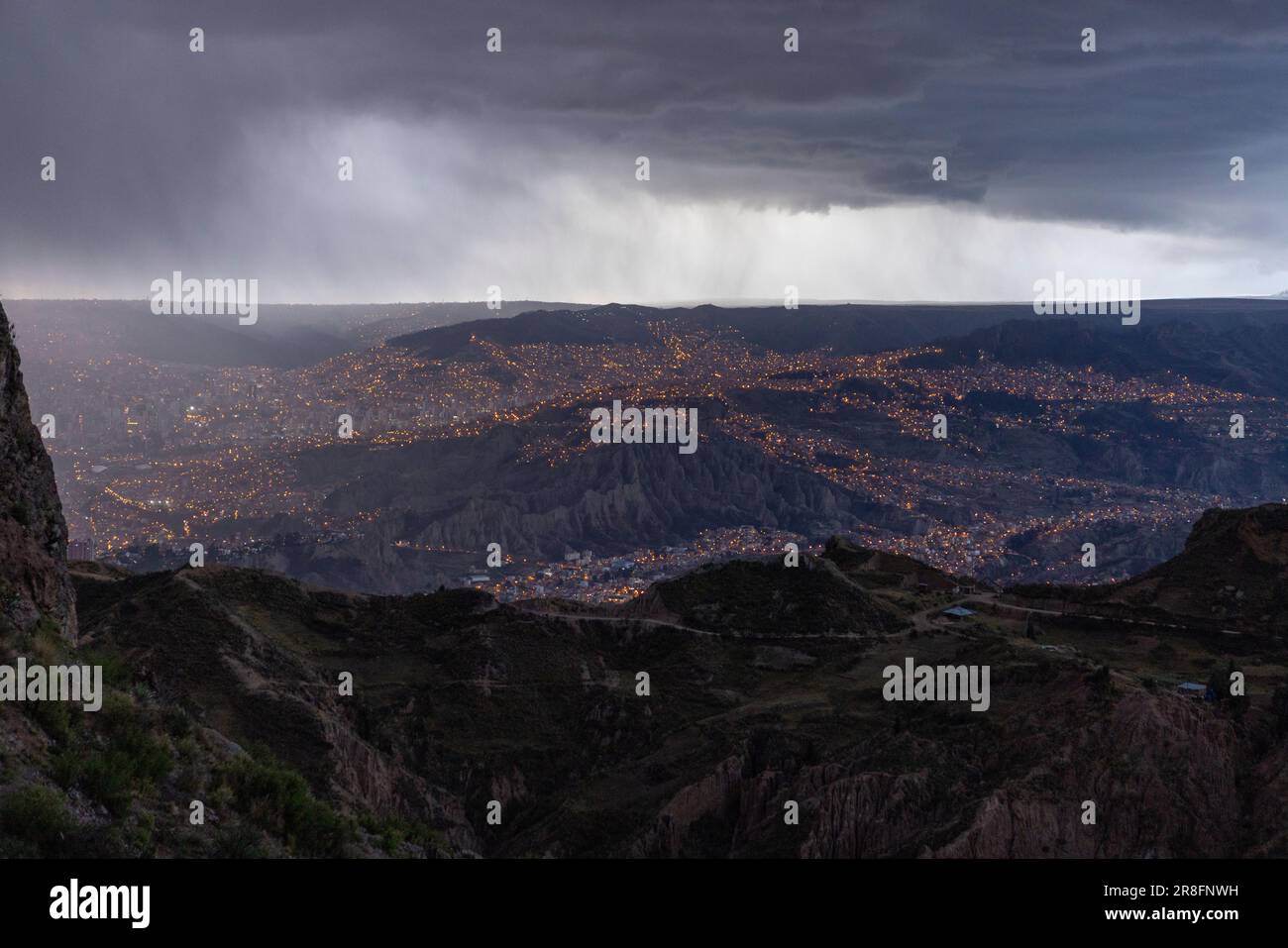 Thunderstorm over the highest capital and vibrant city La Paz and El ...