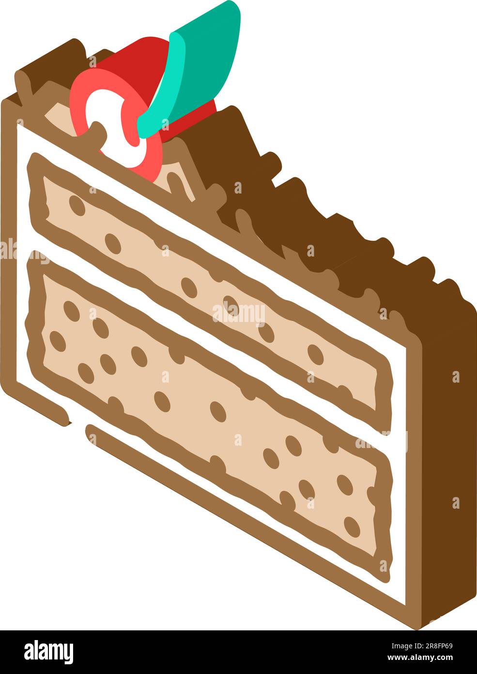 black forest cake slice food snack isometric icon vector illustration