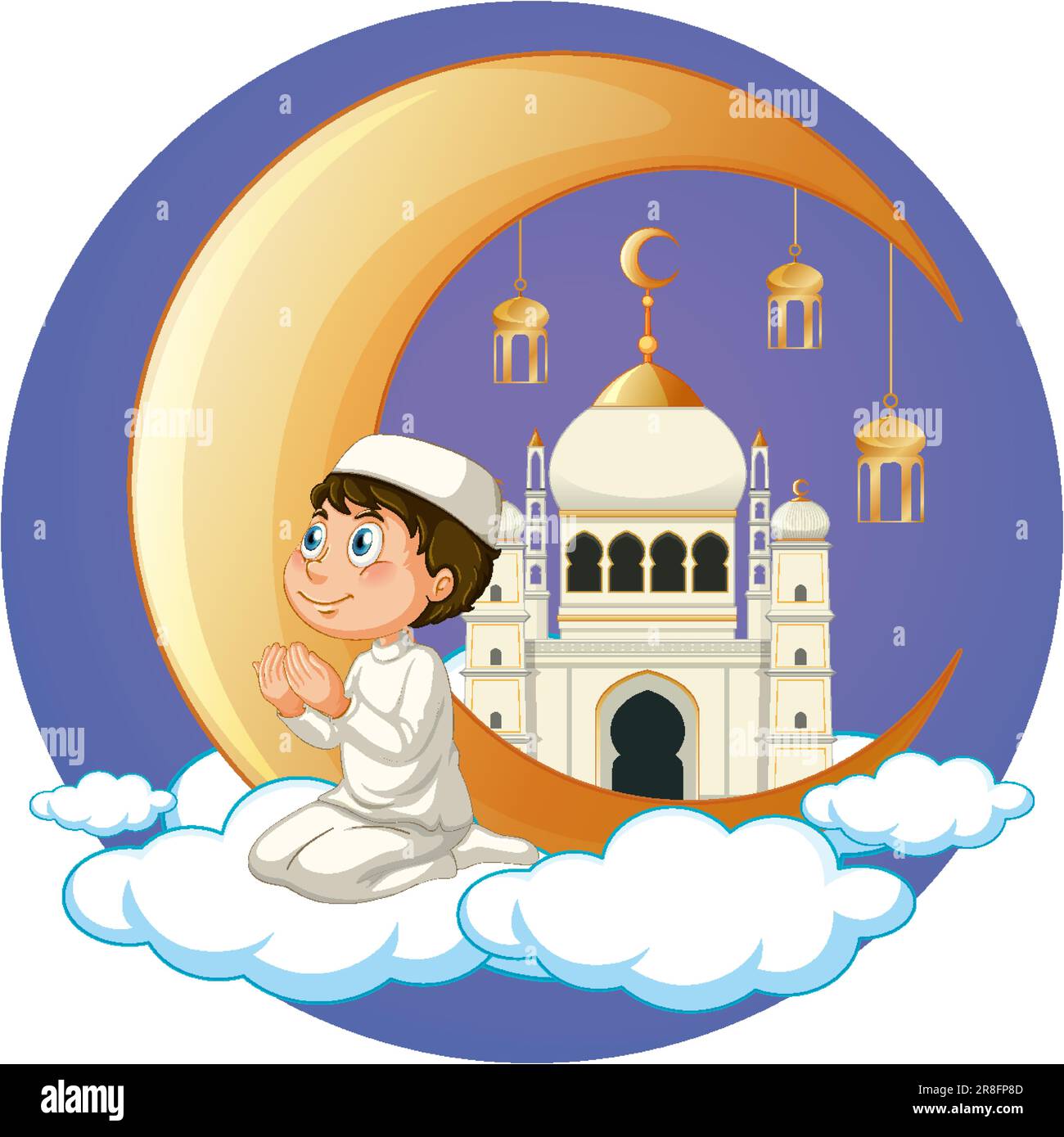 Muslim Boy Praying In Cartoon Style illustration Stock Vector Image ...
