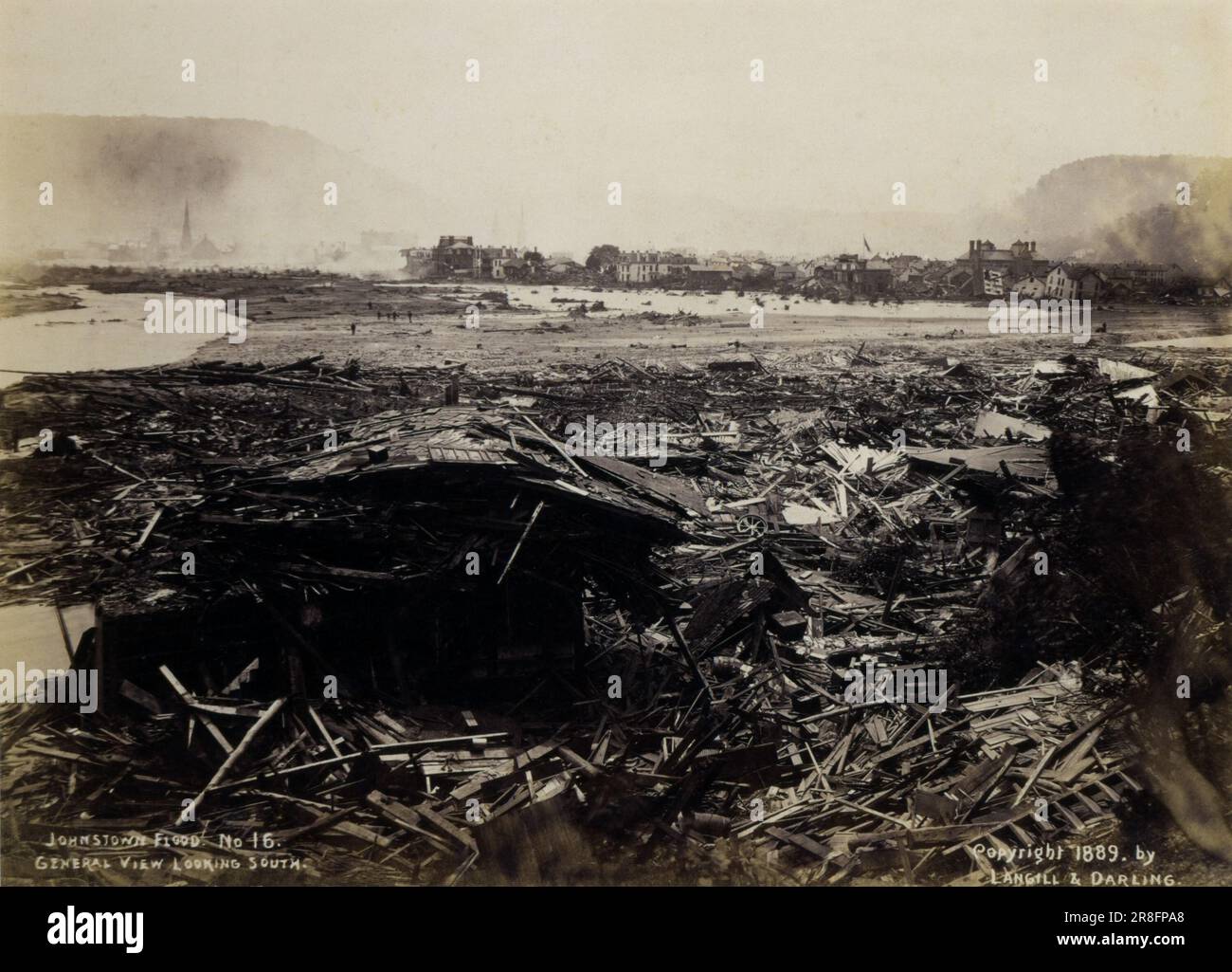 Johnstown Flood, General View Looking South 1889 by Langill and Darling