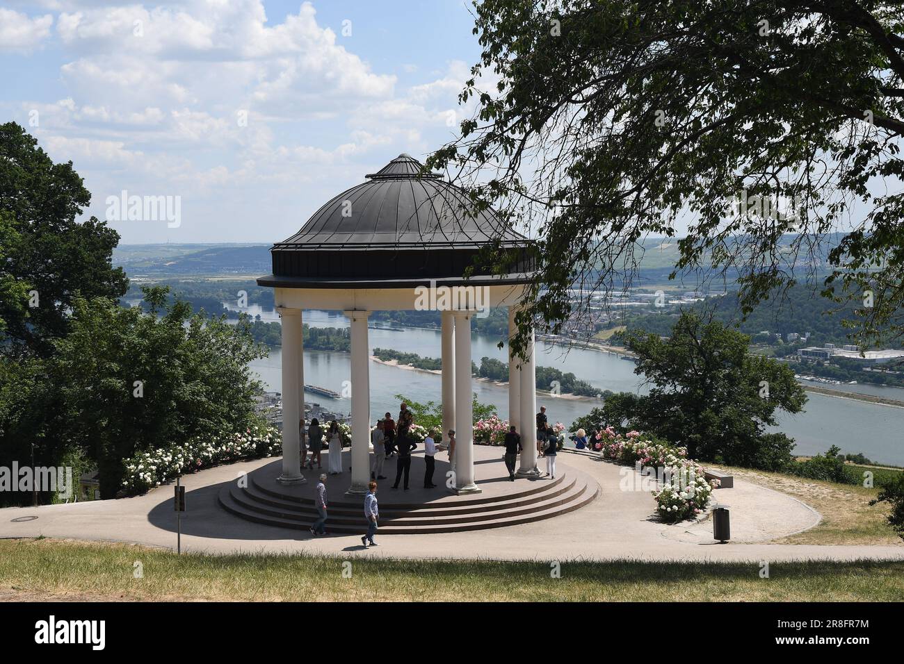 16 June 2023/ Visitor enjoy view of Tempel over german town Rudesheim