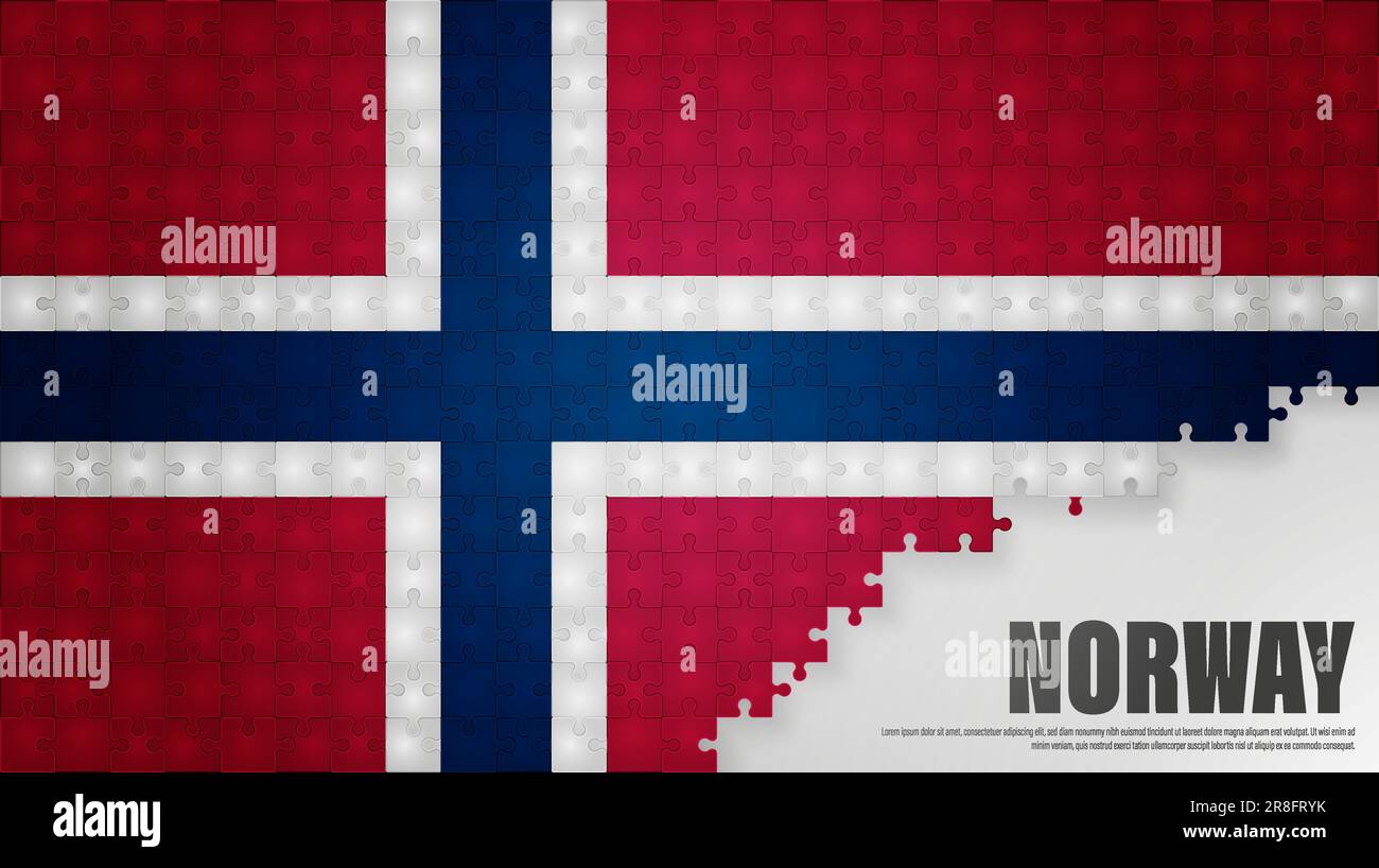 Norway jigsaw flag background. Element of impact for the use you want to make of it. Stock Vector