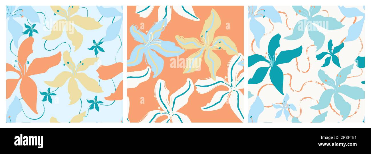 Abstract hand drawn seamless repeat pattern design. Minimal Contemporary textile prints Stock Vector