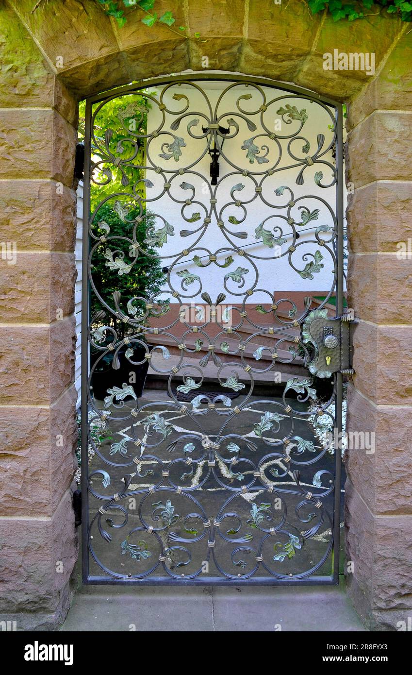 Wrought iron round arch, gate, door Stock Photo Alamy
