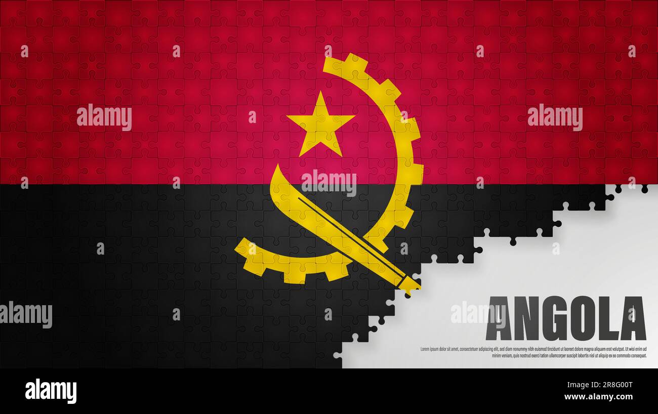 Angola jigsaw flag background. Element of impact for the use you want to make of it. Stock Vector