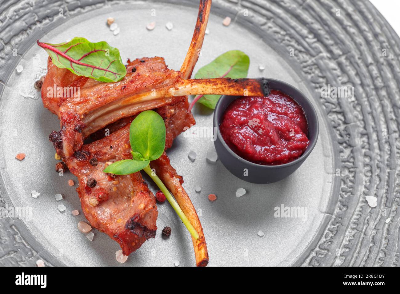 Grilled rack of lamb Stock Photo - Alamy