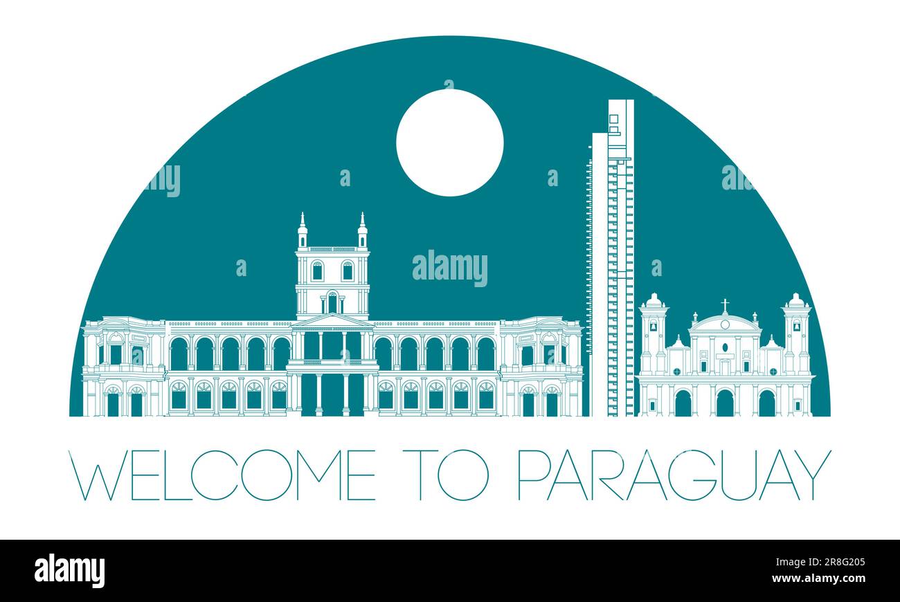 Paraguay famous landmark silhouette style, vector illustration Stock