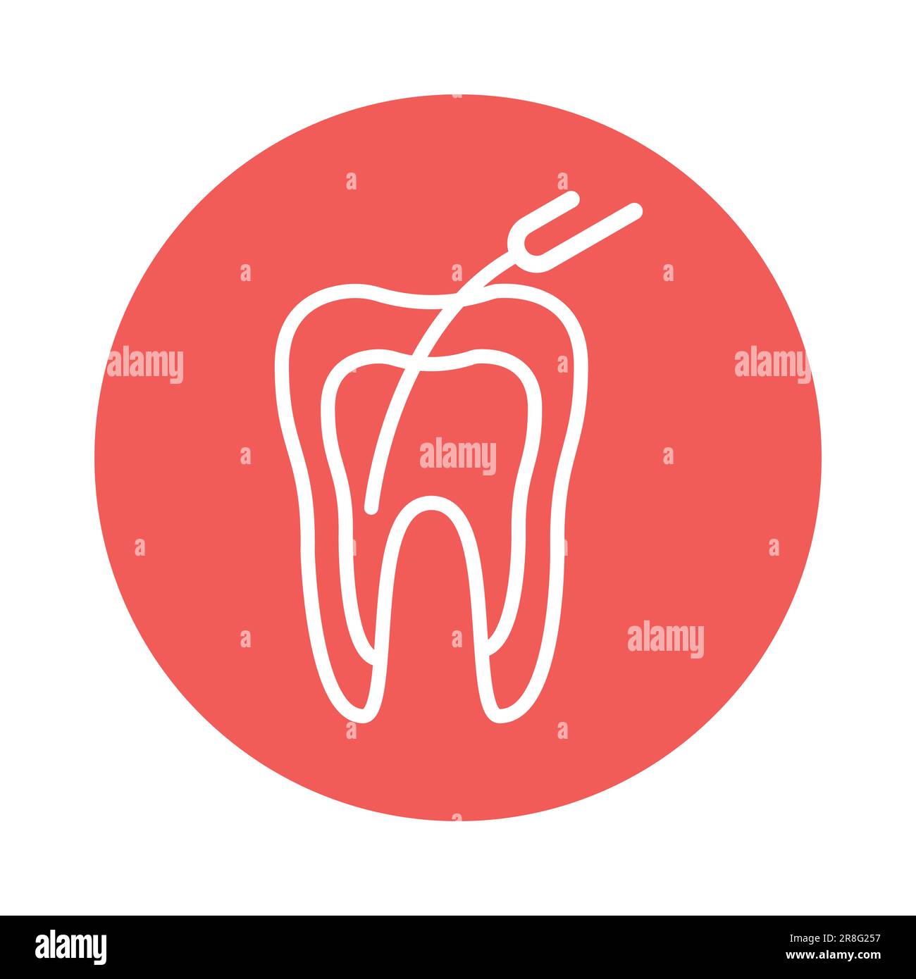 Teeth canal treatment color line icon. Isolated vector element. Outline pictogram for web page, mobile app, promo Stock Vector