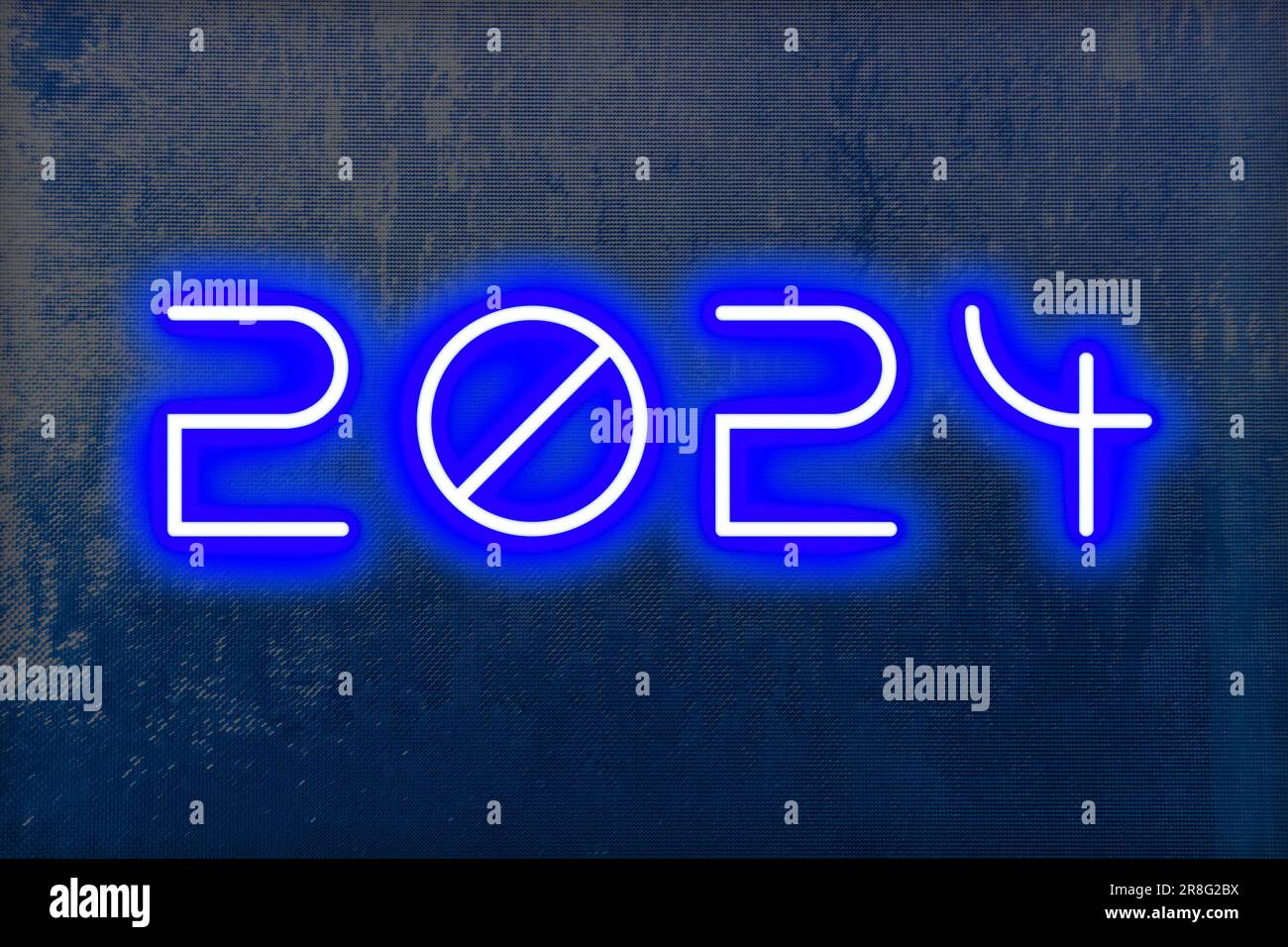The date 2024 in glowing numbers on a textured background for New Years