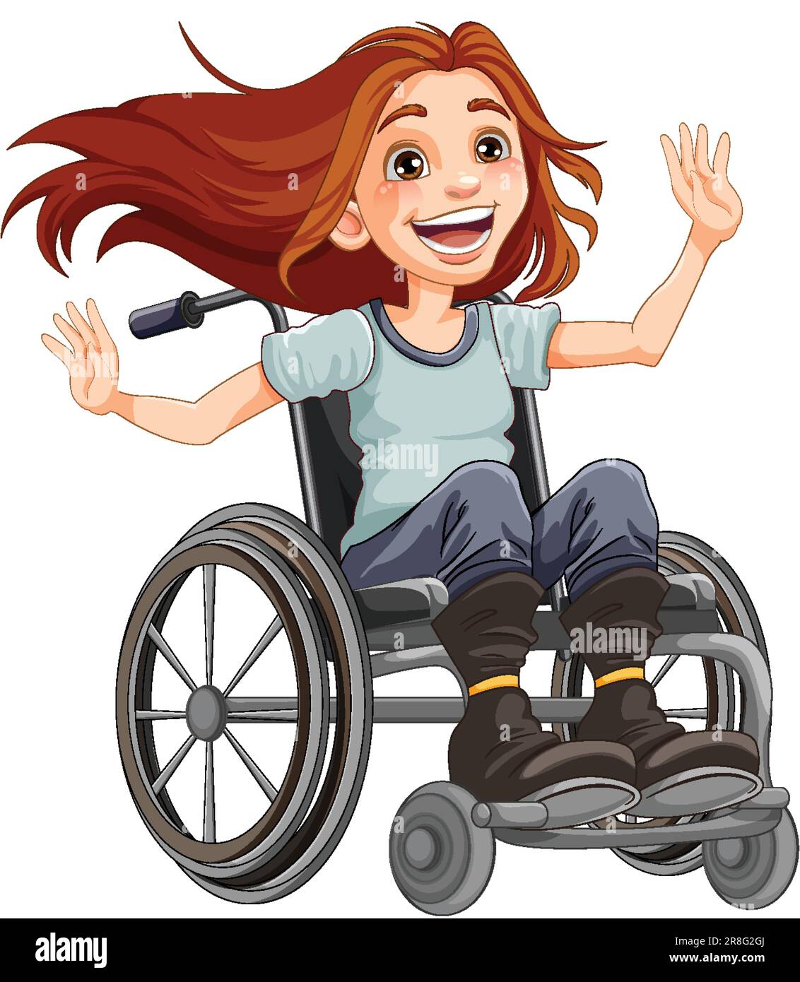Happy Disabled Person in Wheelchair illustration Stock Vector Image