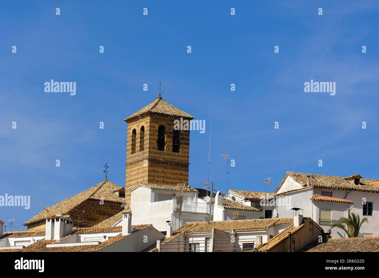 Church tower, mountain village of Cazorla, Sierra de Cazorla, Segura y Las Villas Natural Park, Jaen, Andalusia, Spain Stock Photo