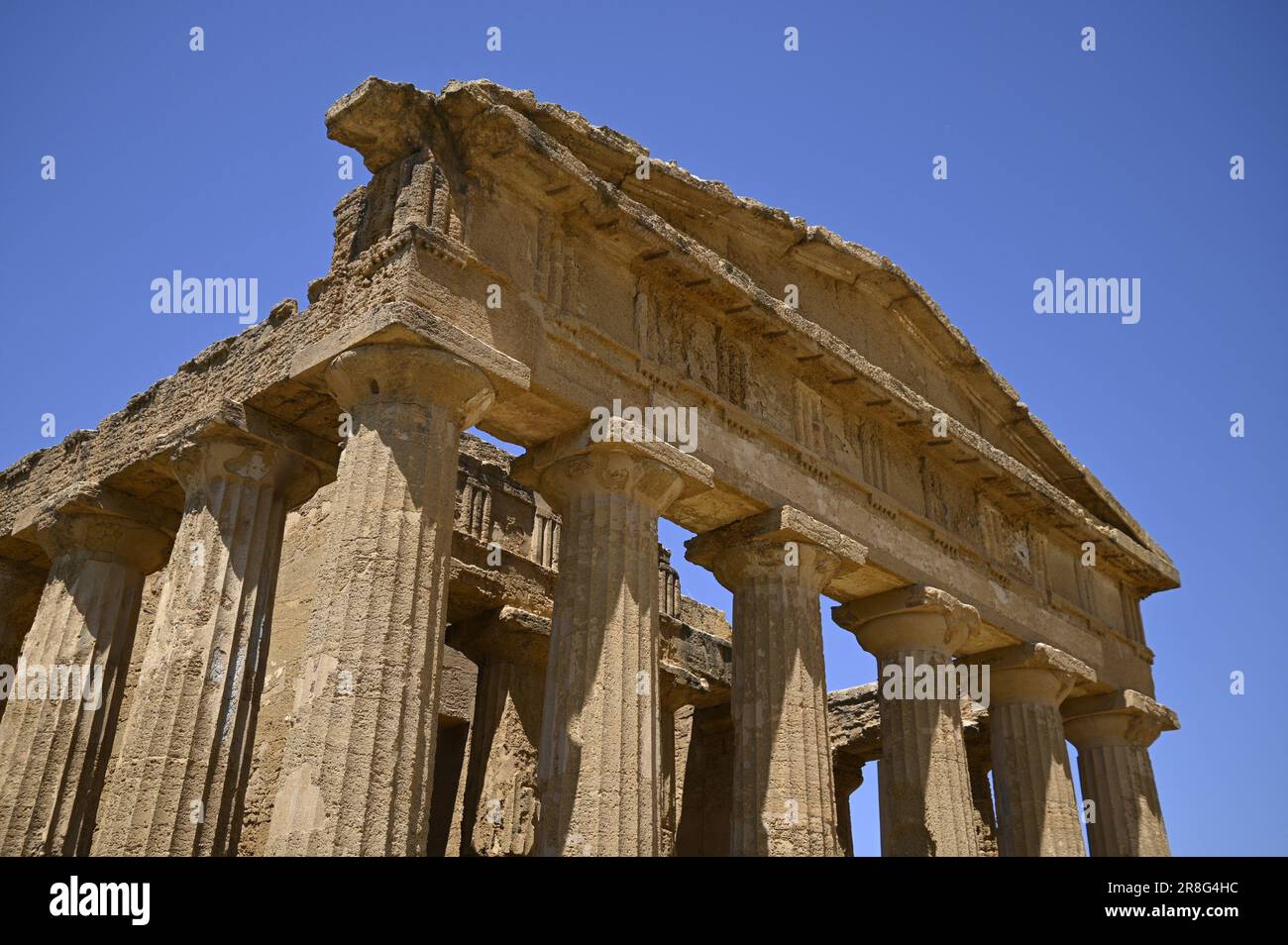Landscape with scenic view of the Doric order Temple of Concordia at ...