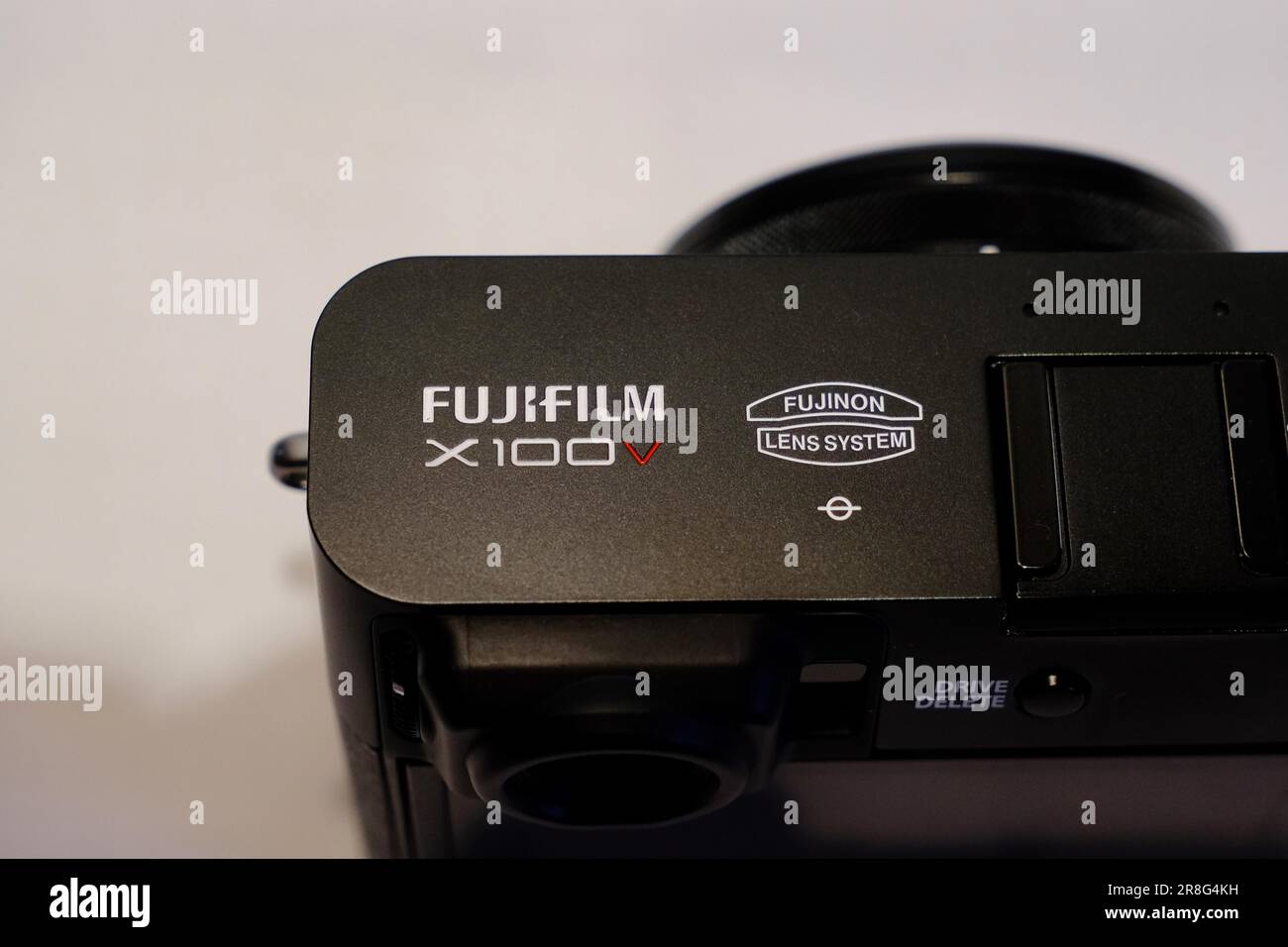 Fujifilm X100X photo camera, detail shot, white background, North Rhine-Westphalia, Germany Stock Photo