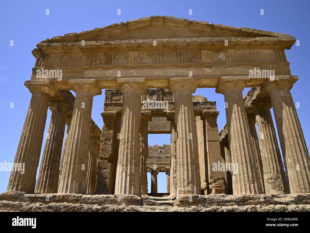 Landscape with scenic view of the Doric order Temple of Concordia at ...
