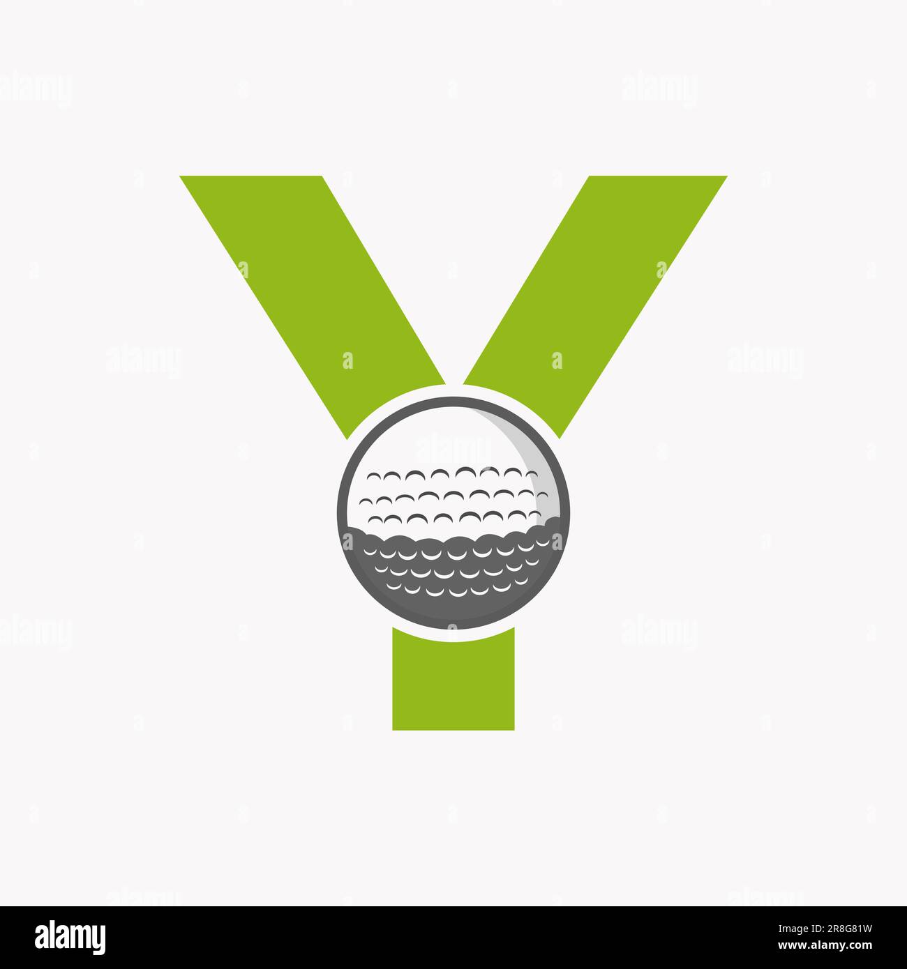 Golf Logo On Letter Y. Initial Hockey Sport Academy Sign, Club Symbol Stock Vector