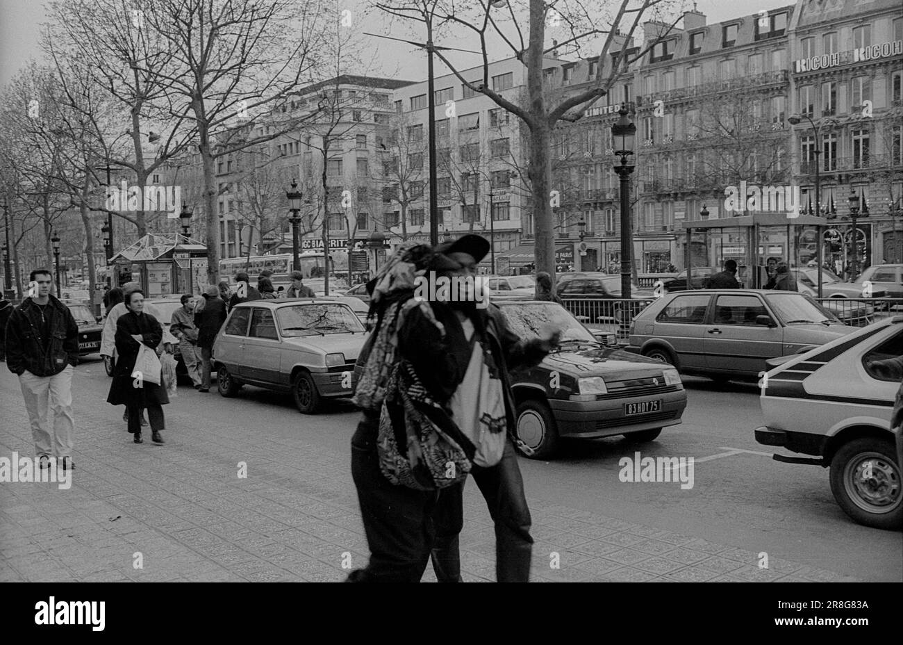 France, Paris, 25.03.1990, street scene in Paris, two French, Europe ...