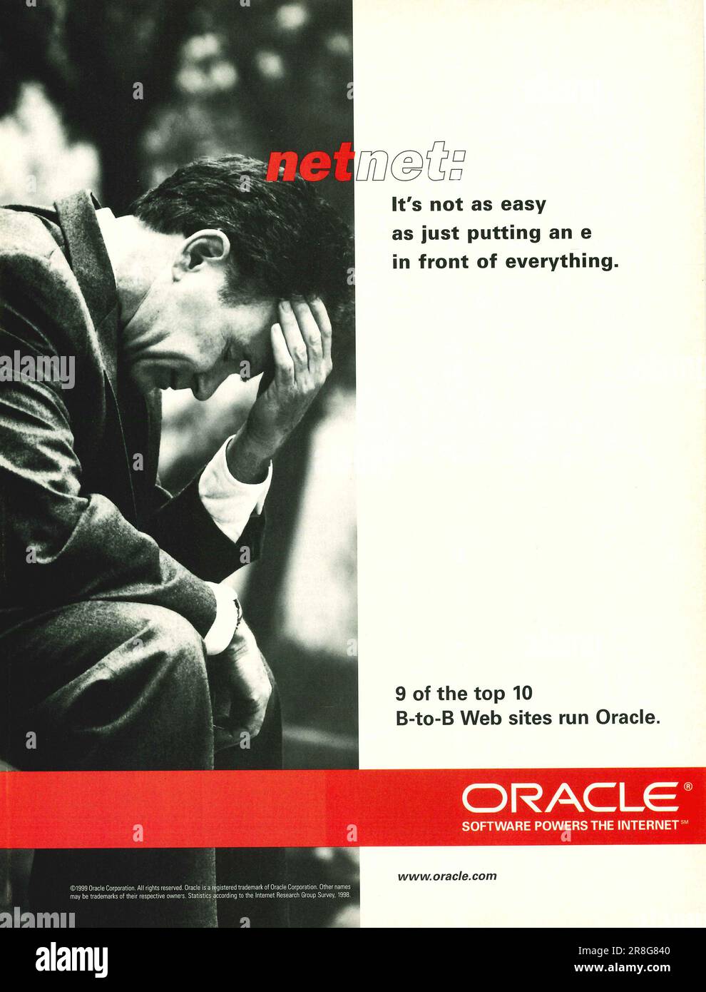 Oracle software advert in a magazine 1999. Oracle software powers the internet campaign Stock Photo