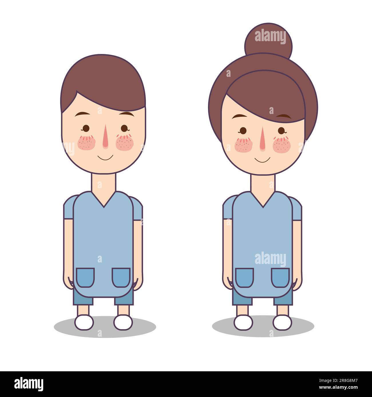 boy and girl patient blue color wearing clothes sick disease unhealthy