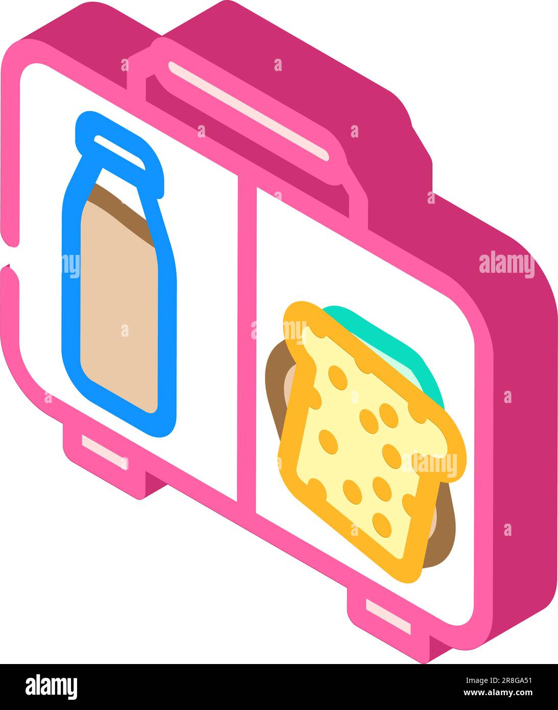 lunch box kids meal isometric icon vector illustration Stock Vector