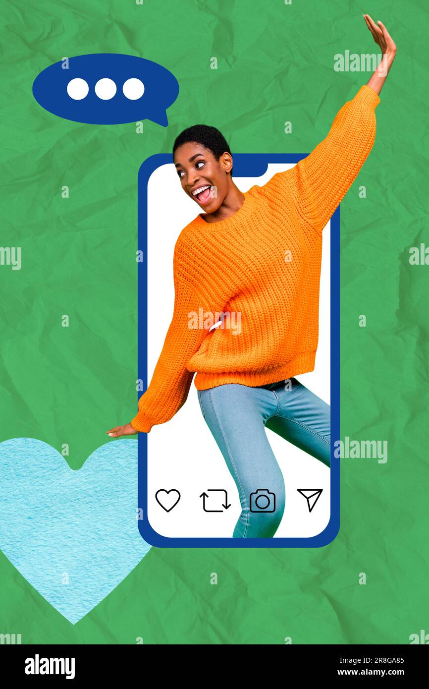 Vertical collage image picture of youngster blogger avatar instagram ...