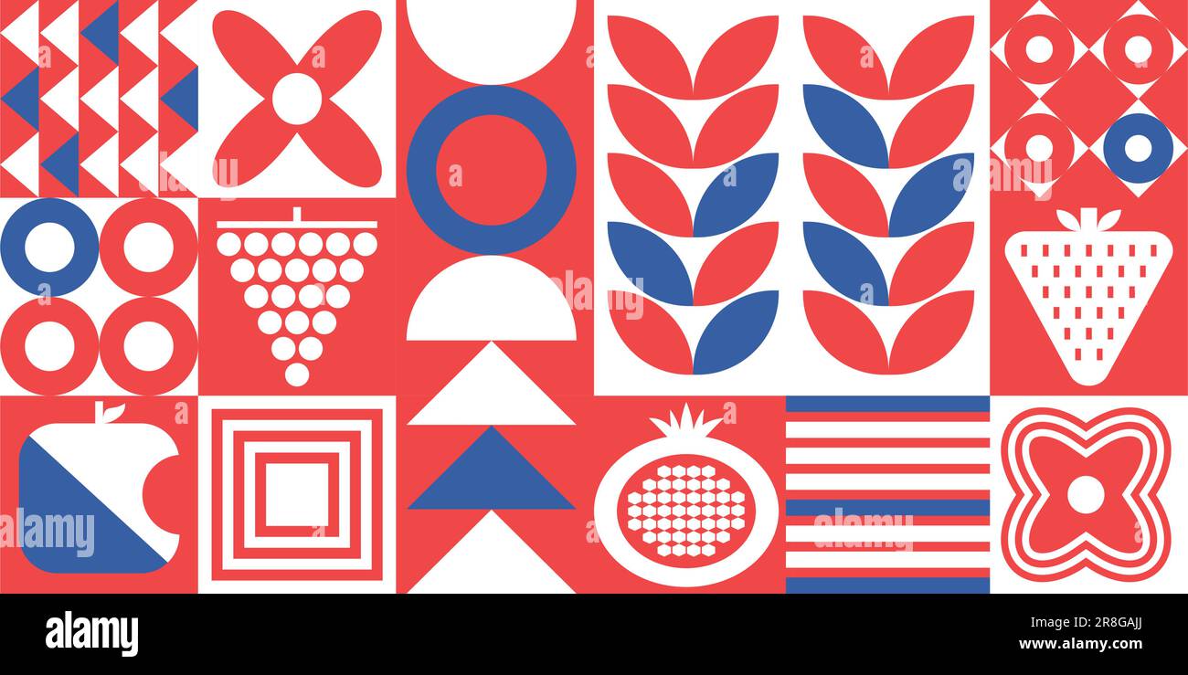 Geometric Bauhaus Banner. Retro shapes poster elements vector ...