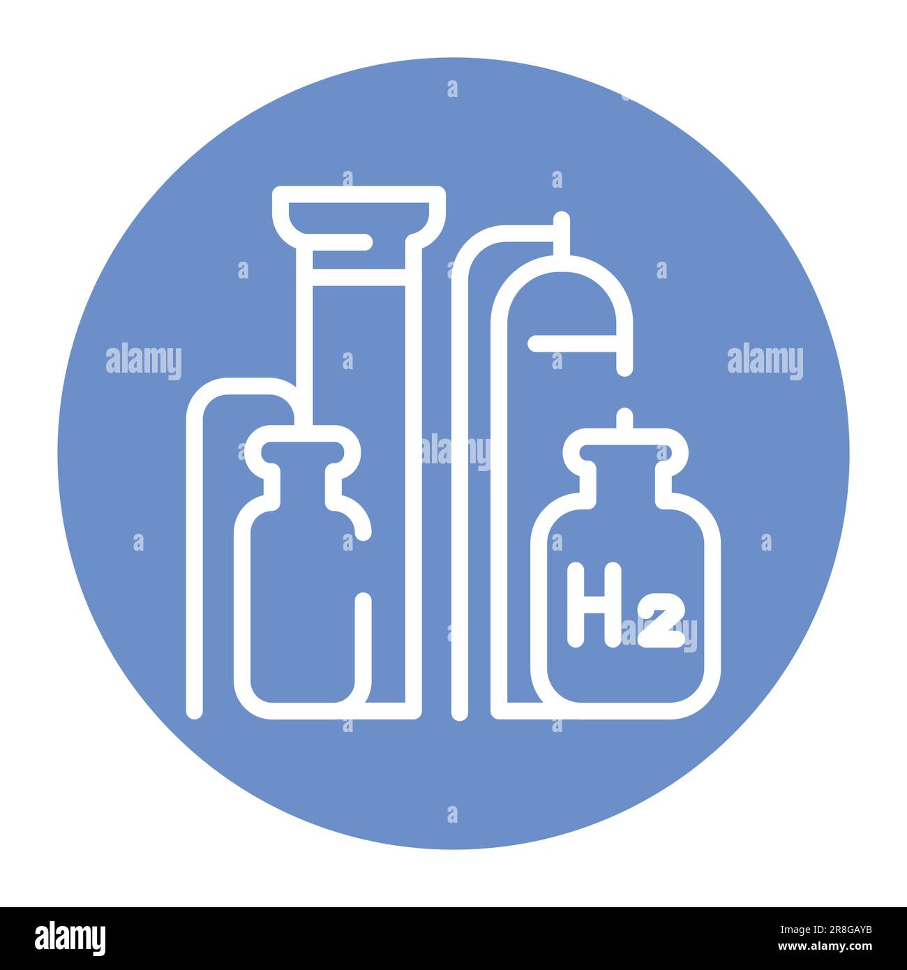 Storage cylinders H2 color line icon. Hydrogen energy. Isolated vector
