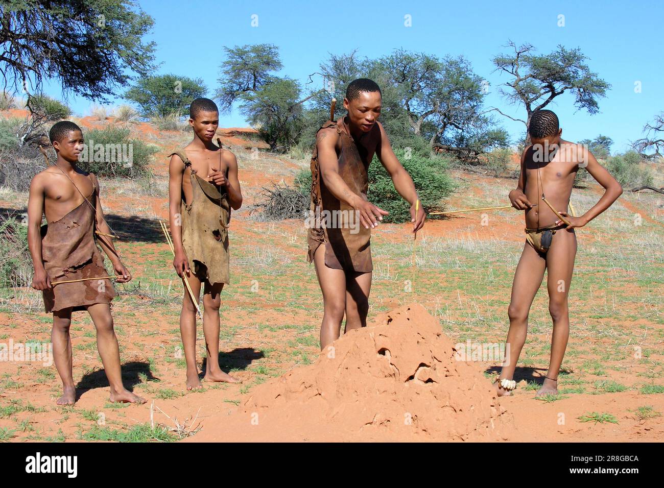 Bushmen, Africa Kalahari Game Reserve, Namibia Stock Photo