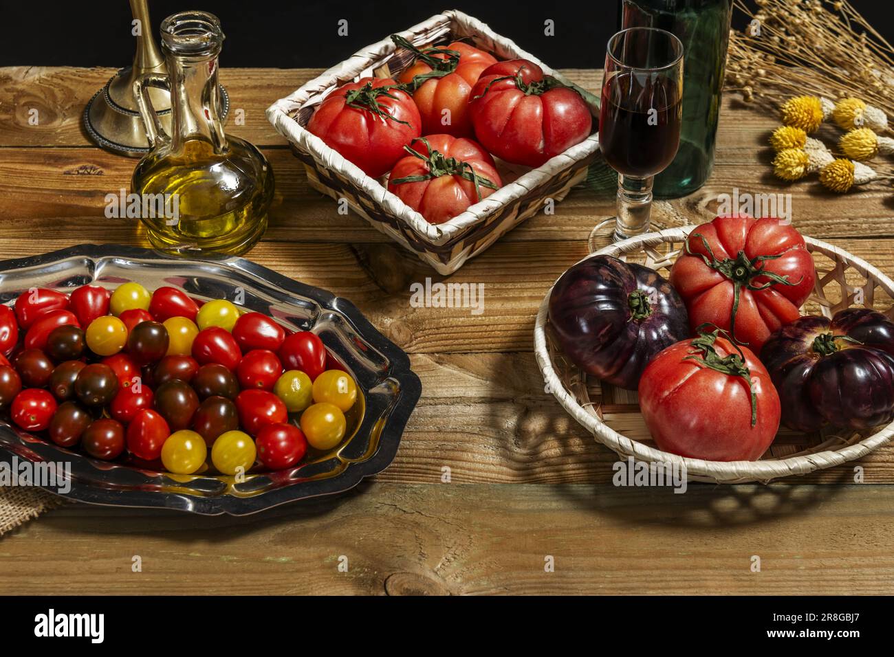 Still life of typical Mediterranean products to make nutritious and